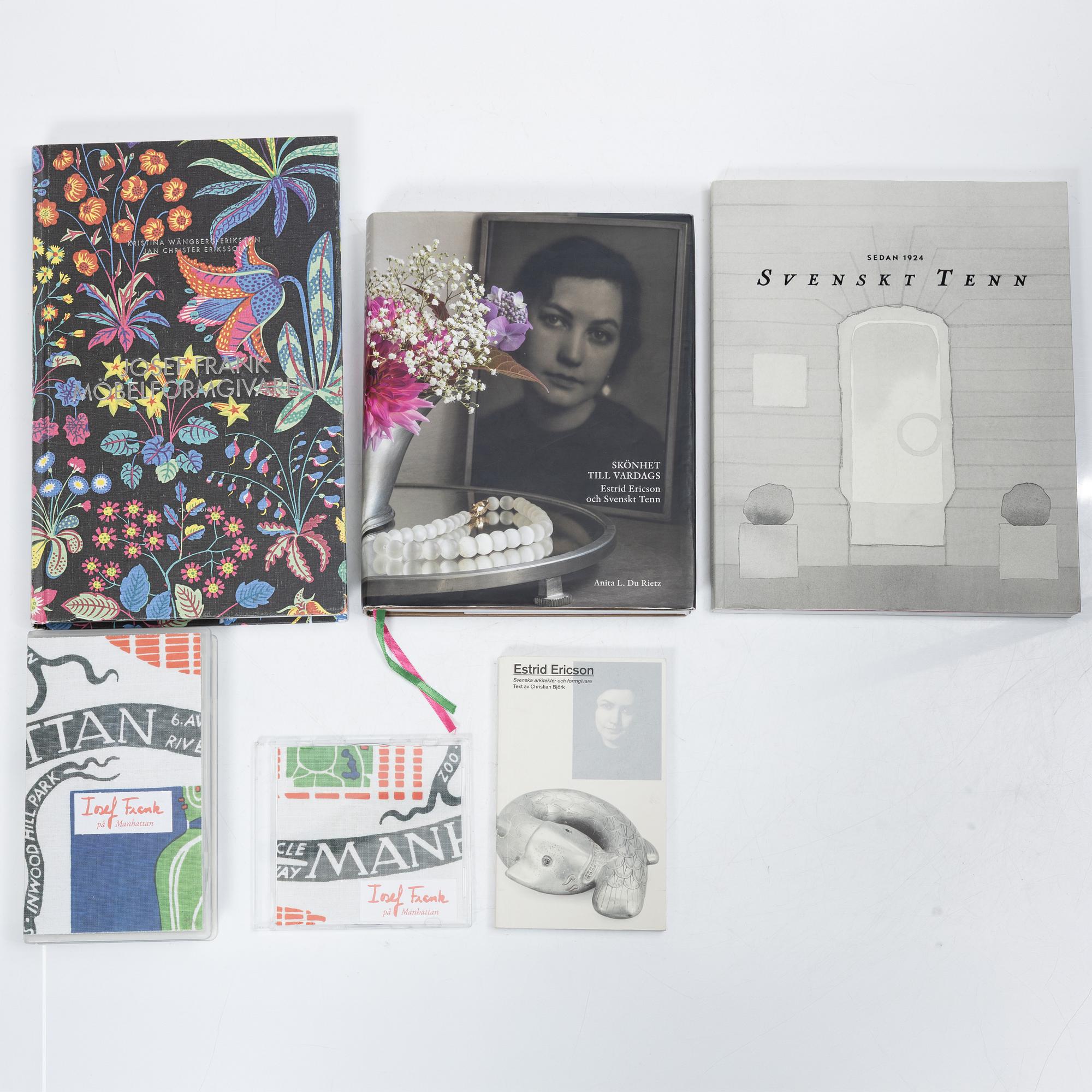 A collection of litterature and media about Estrid Ericson, Josef Frank and Firma Svenskt Tenn.