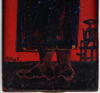 Stig Lindberg, an enamel panel for Gustavsberg, Sweden 1950's.