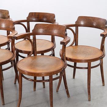 FIVE DREVOUNIA BENTWOOD  CHAIRS MID 20TH CENTURY.
