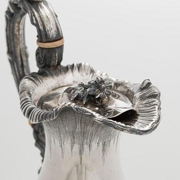 A sterling silver ewer, maker's mark of Robert W Smith, Dublin 1843.