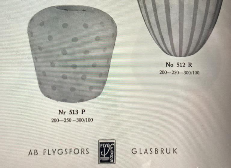 Flygsfors Glasbruk, a pair of model "513 P" ceiling lamps, 1940s-50s.