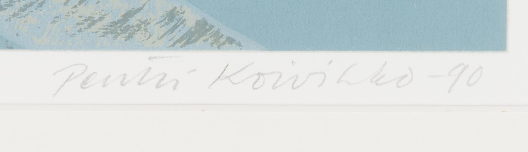 Pentti Koivikko, serigrafi, signerad och daterad-90. Märkt 'tait.vedos'.