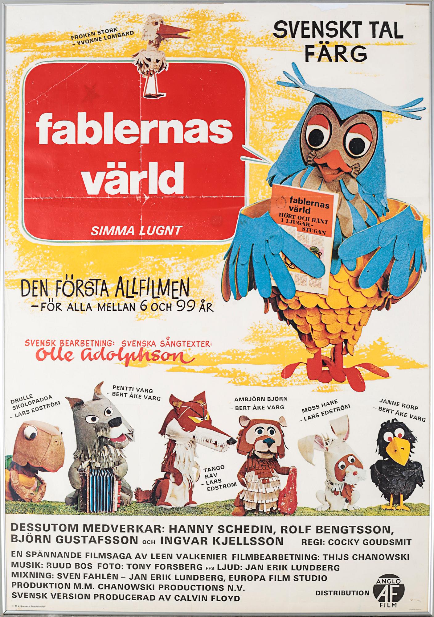 A movie poster for "Fablernas värld", second half of the 20th century.
