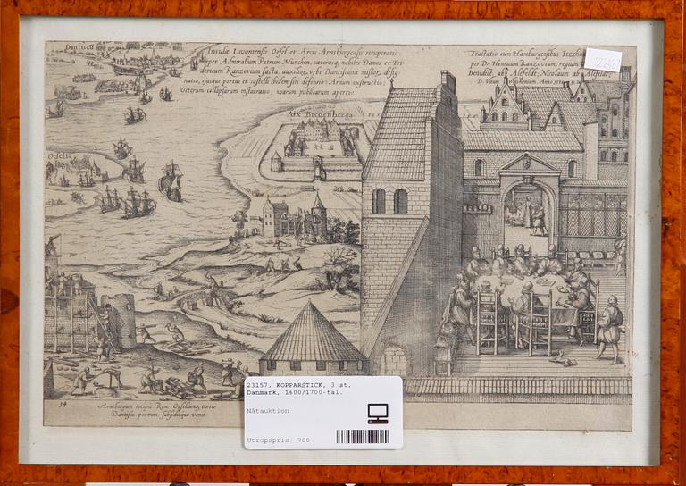 KOPPARSTICK, 3 st, Danmark, 1600/1700-tal.