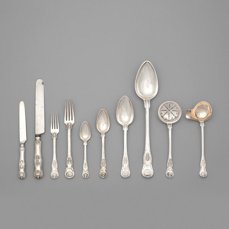 A Swedish 19th century 105 piece silver table-service, mark of Gustaf T Folcker, Stockholm 1840's / 1850's.