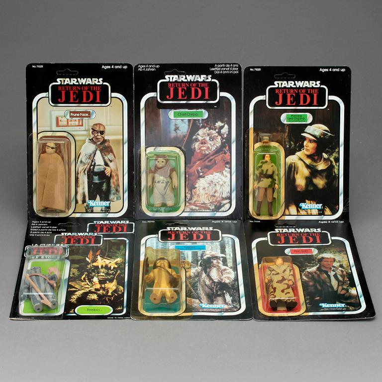 STAR WARS, 6 stycken actionfigurer, Kenner samt Palitoy, 1983-84.