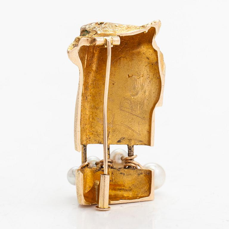 Björn Weckström, Brosch "Vit kluster", 14K guld och odlade pärlor. Lapponia 1969.