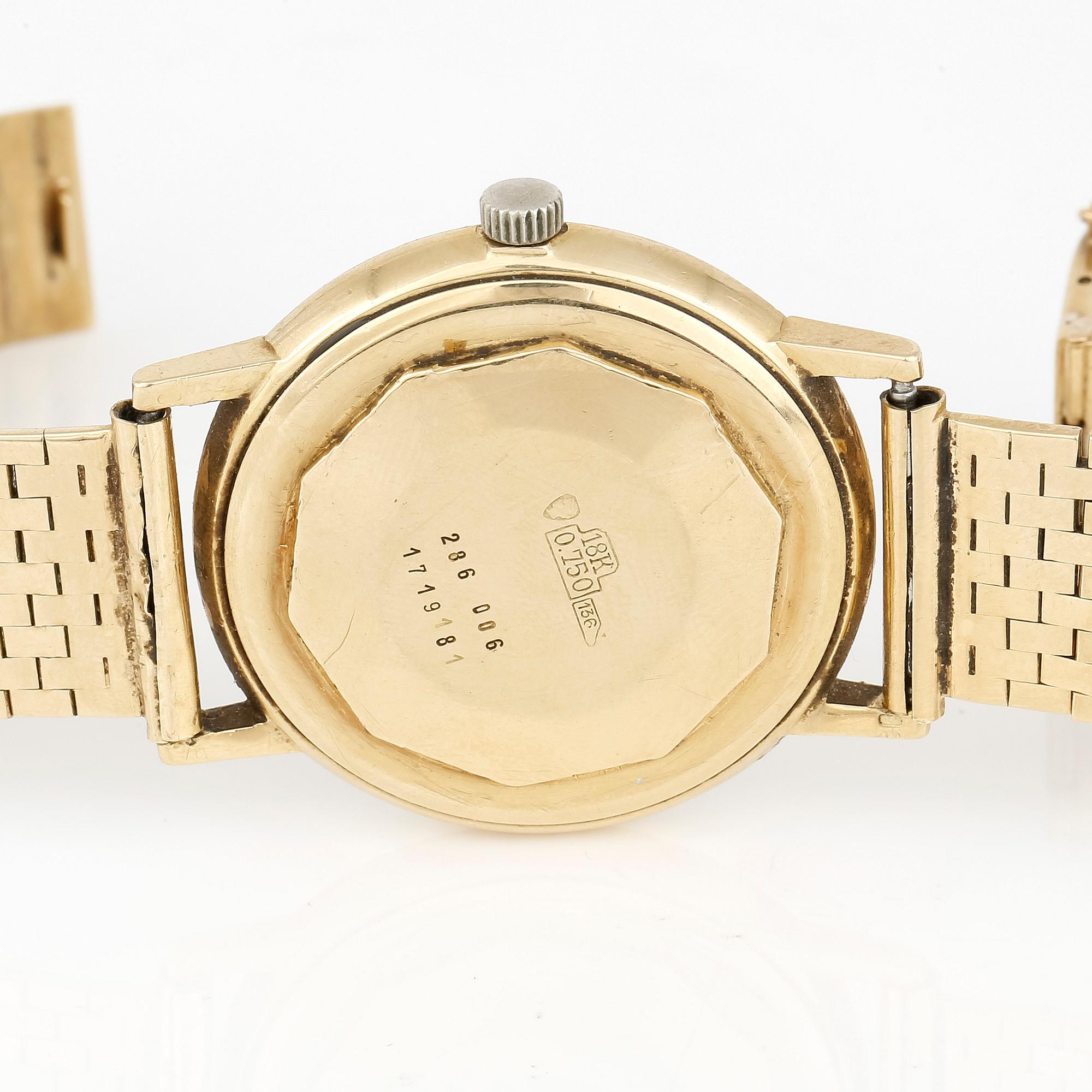 ARMBANDSUR, 18 k guld. Cortebert. Totalvikt ca 75 g.