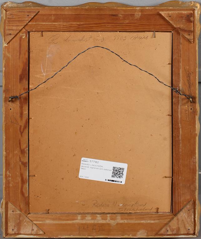 RIKARD LINDSTRÖM, akvarell, signerad och daterad 1903.