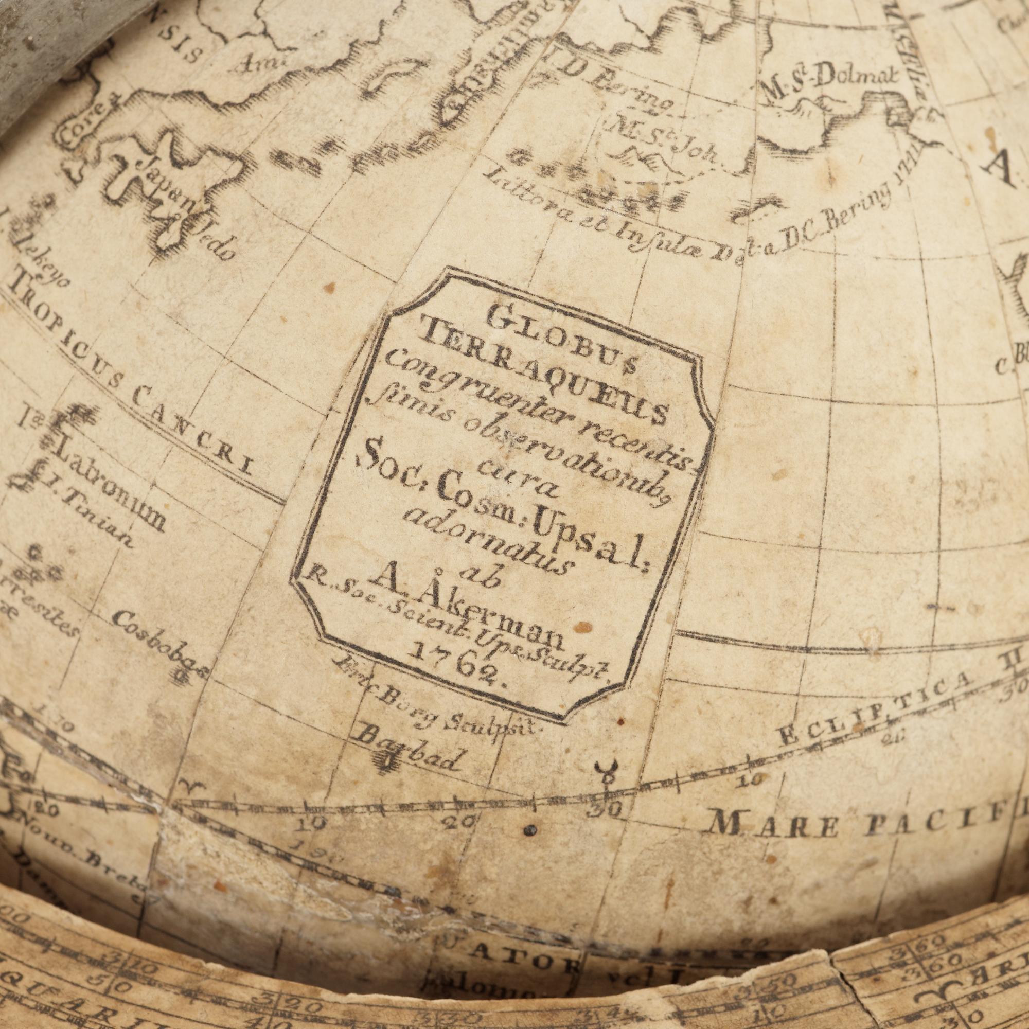 A pair of Rare Swedish Terrestial and Celestial Globes by Anders Åkerman 1762.