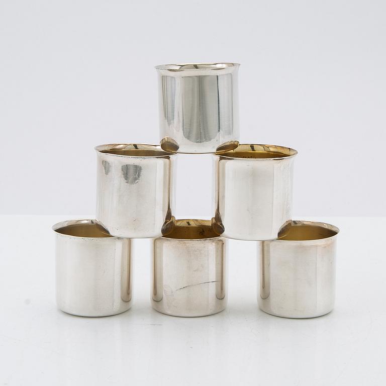 Cups, 6 pcs, silver, GAB, Stockholm, 1967-1971.