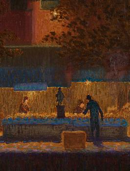 Pelle Swedlund, Nocturnal market scene, Riddarholm Church, Stockholm.