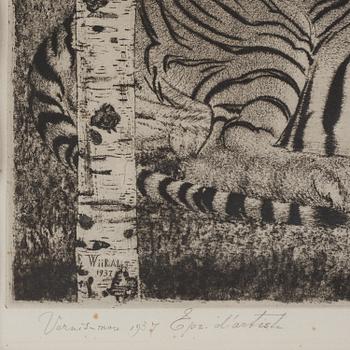 Eduard Wiiralt, "Reclining tiger" (Lamav tiiger).