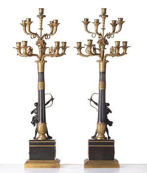 A pair of Empire-style ten-light candelabra, second half of the 19th century.
