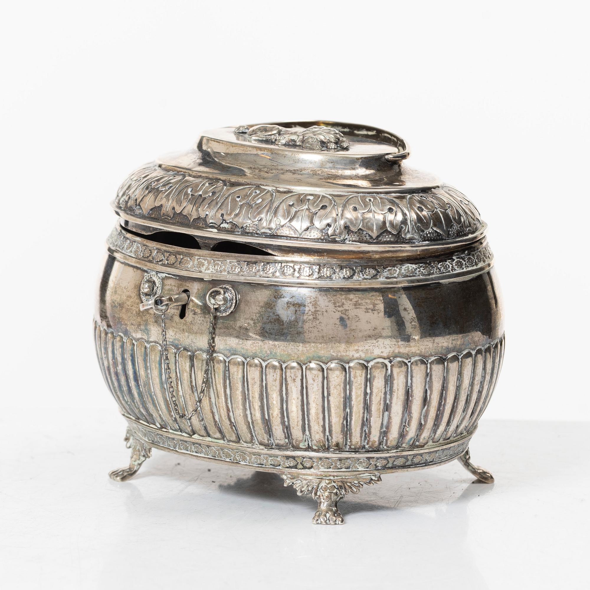 A Swedish silver Empire sugar box, mark of Jacob Gustaf Bursell, Jönköping 1834.