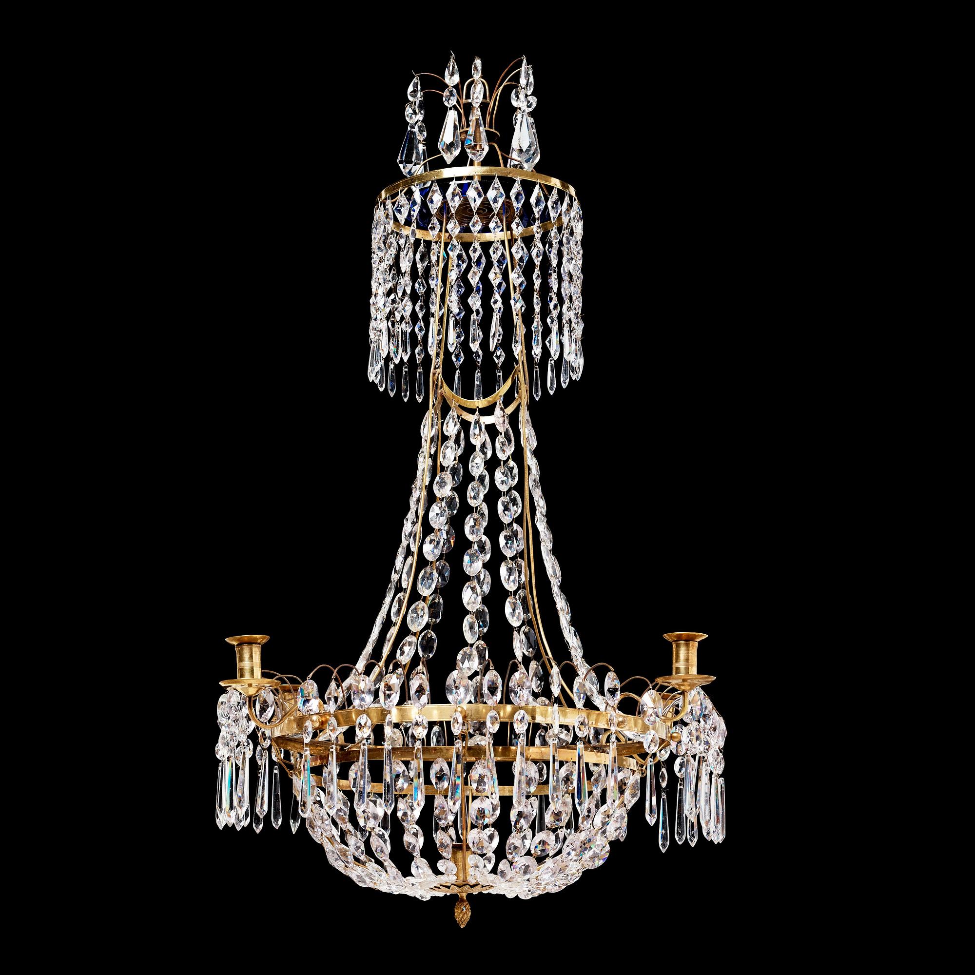 A late Gustavian circa 1800 five-light chandelier.