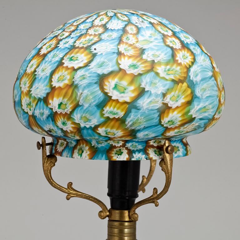 BORDSLAMPA, glas, Millefiore, jugend, tidigt 1900-tal.