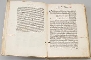 BOK, - Inkunabel, tryckt i Venedig 1481 Cicero: De Officiis.