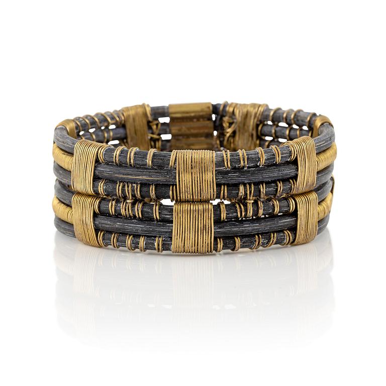 Vivianna Torun Bülow-Hübe, a bracelet, brass and rattan, Stockholm executed in her own workshop late 1940's.