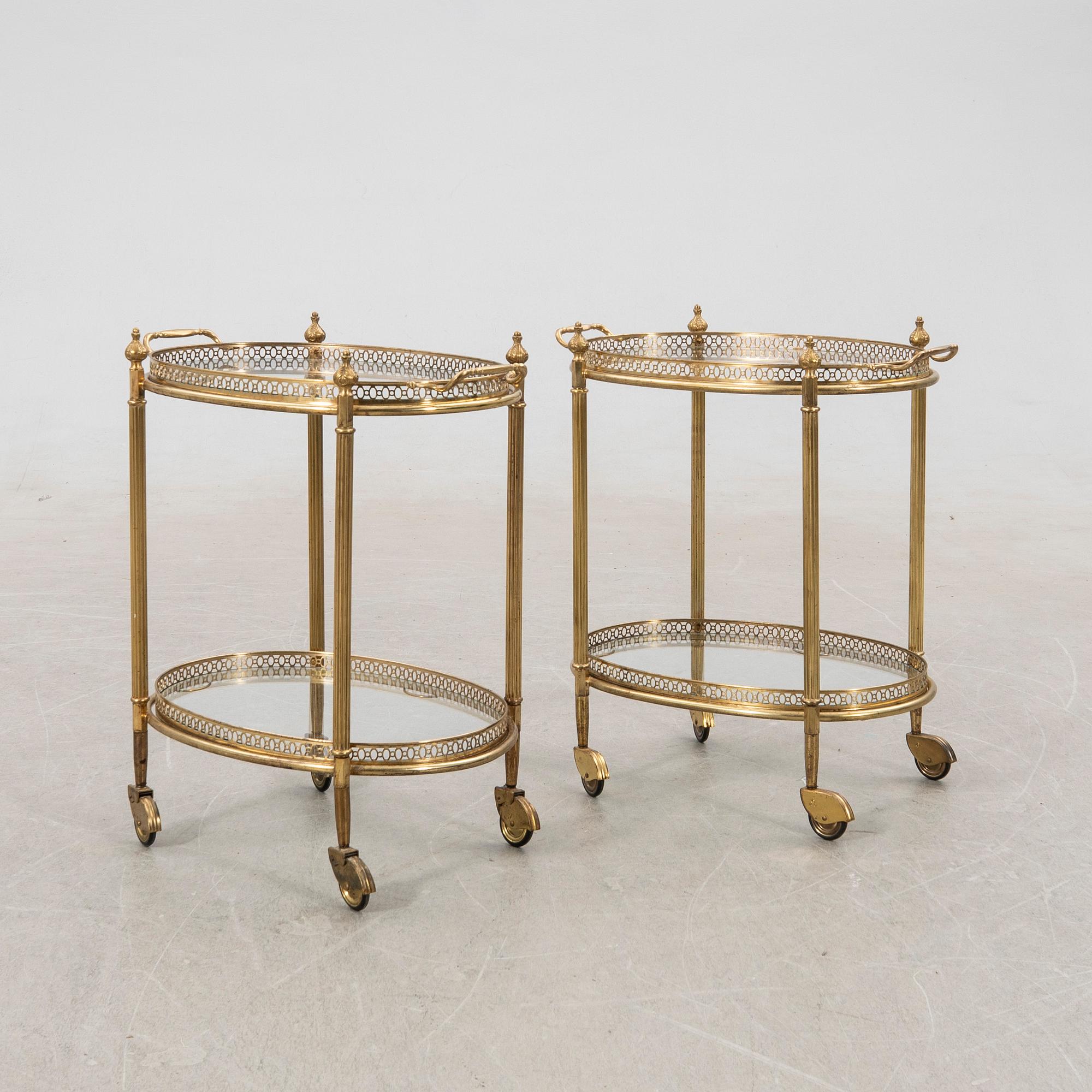 Serveringsvagnar, ett par, Regency/Hollywood-stil, 1900-talets andra hälft.