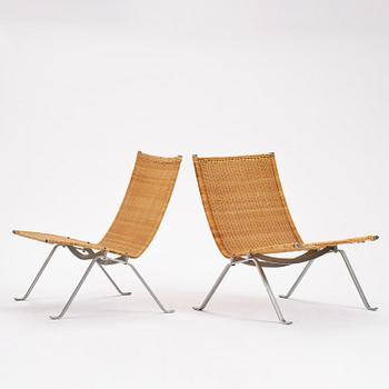 Poul Kjaerholm, a pair of, model "PK-22" easy chairs, likely by E Kold Christensen, reportedly 1970s.