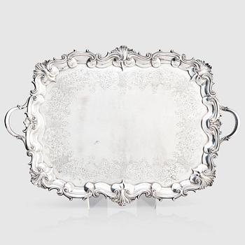 288. An English silver tray, mark of Robert Hennell III, London, England 1843.