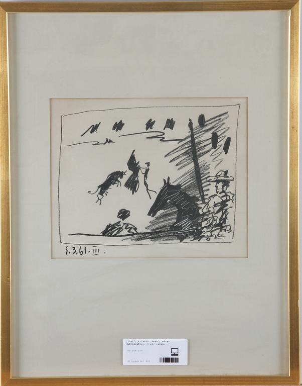 PICASSO, PABLO, efter. Litografier, 3 st, osign.