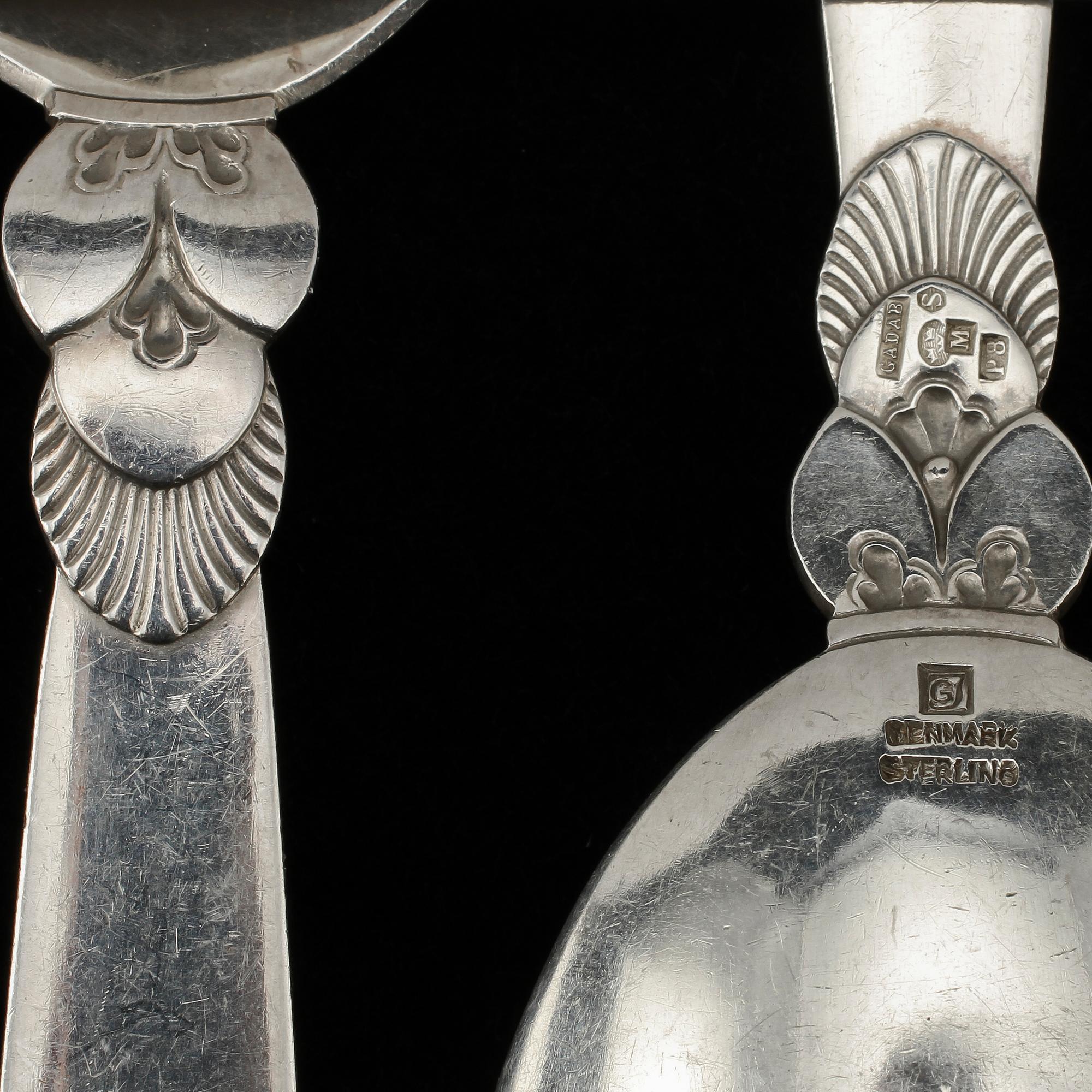 UPPLÄGGNINGSBESTICK, 2 st, silver, "Cactus", Gundorp Albertus, Georg Jensen, Danmark, 1900-tal. V 100g.