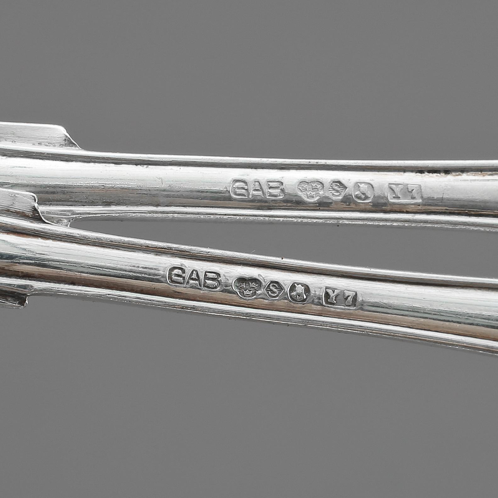 BESTICKSERVIS, 85 delar, silver, "Svensk spets", GAB, Stockholm, bla 1926. Vikt ca 1965g.