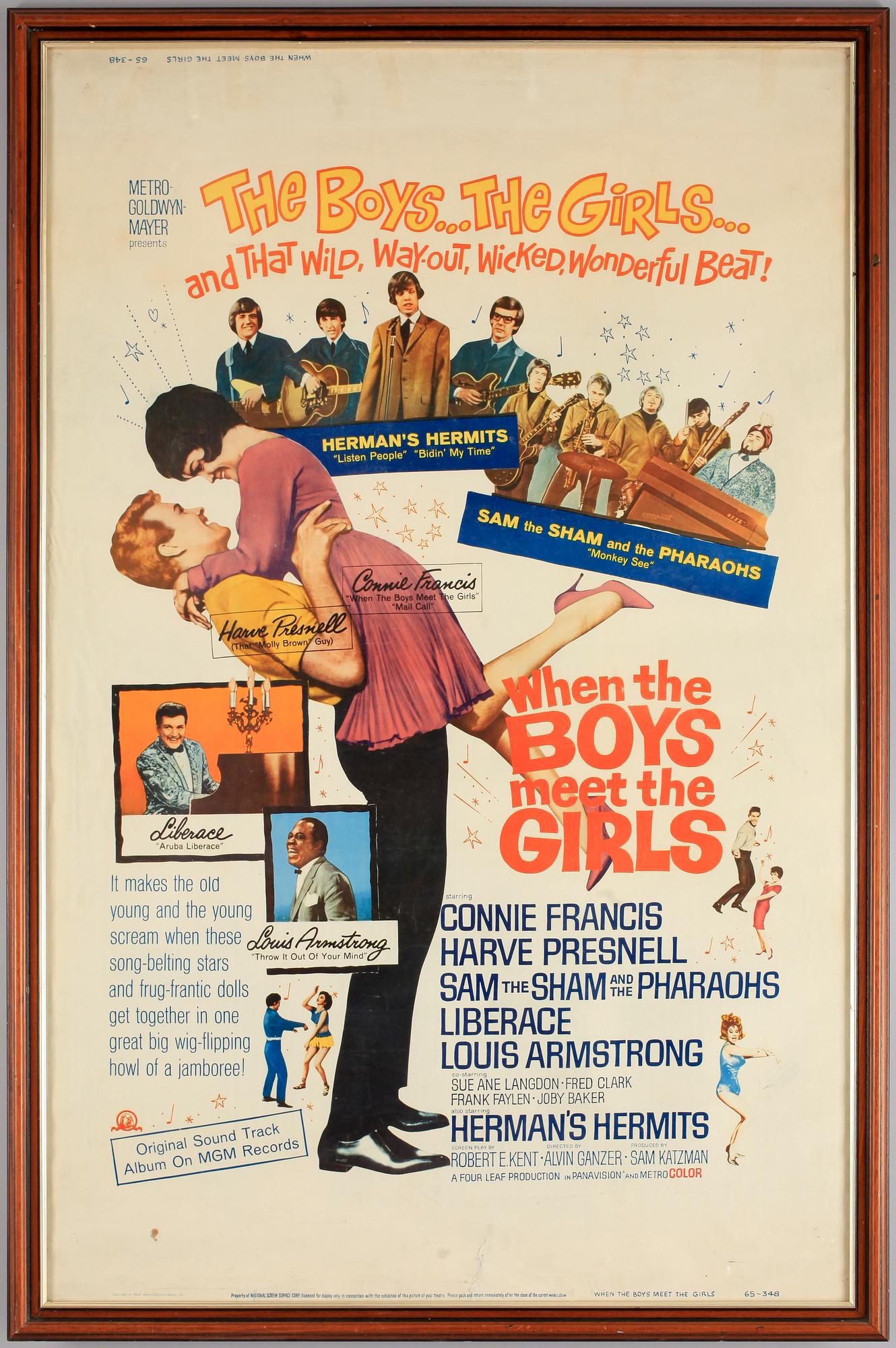 FILMAFFISCH, offsettryck, "When the Boys meet the Girls", USA, 1965.