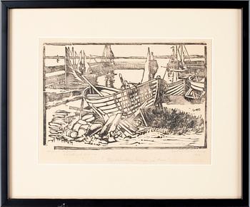 GUSTAF RAHMBERG, ett par, Träsnitt, sign.