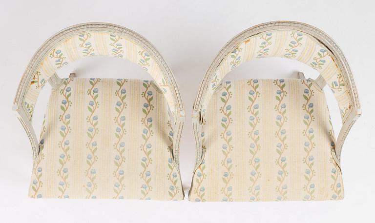 A pair of Late Gustavian style armchairs early 19th century.
