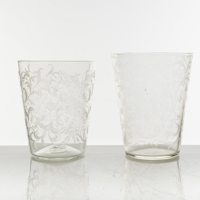Bägare, två stycken, 1700-/1800-tal.