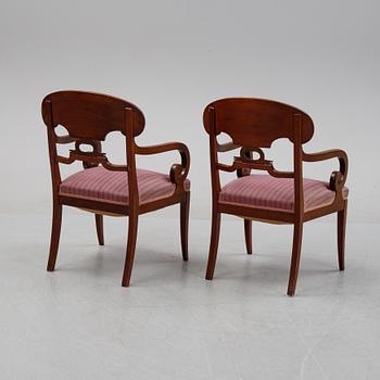 A pair of empire armchairs, second half of the 20th Century.