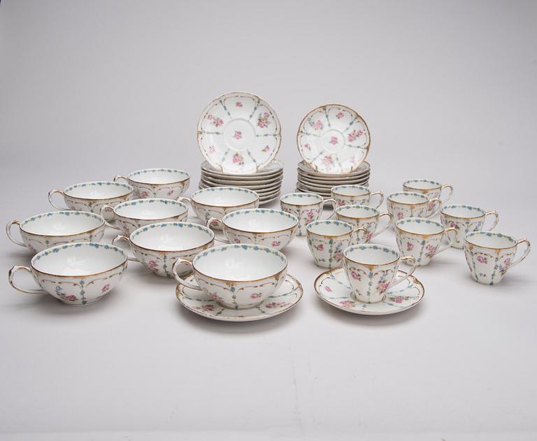 KAFFE- och TESERVIS, porslin, 10+9 delar, GDA France. Limoges, Frankrike 1900-talets början.