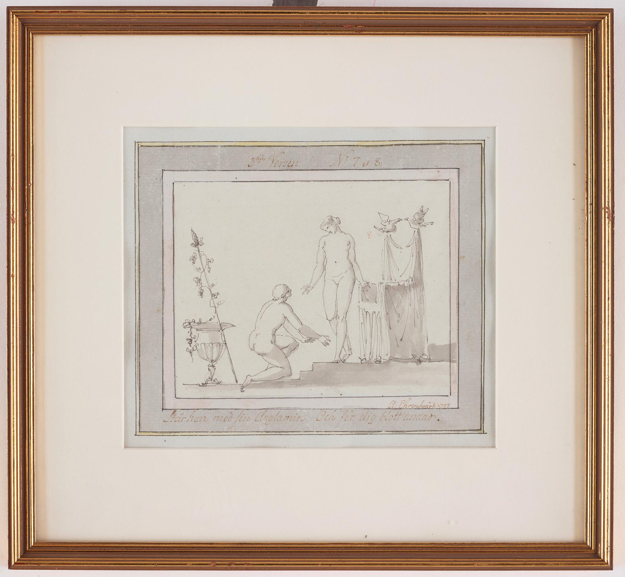 Carl August Ehrensvärd, "Goda gosse, glaset töm". Illustrations for drinking songs, 24.