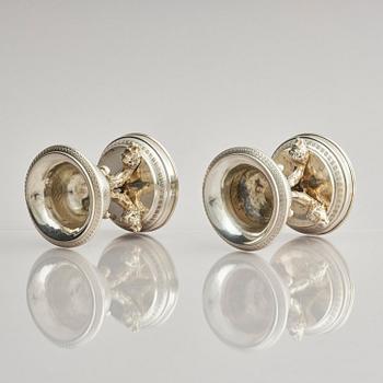 Saltkar, ett par, silver, otydlig mästarstämpel, Italien, andra hälften 1800-tal.