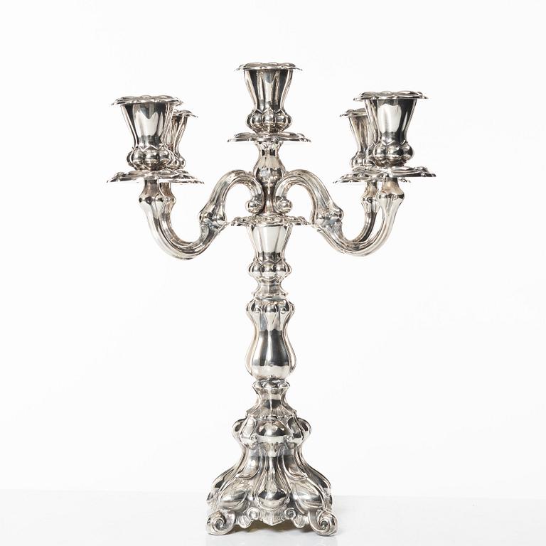 A silver candelabrum, marks of Kultakeskus Oy, Hämeenlinna, Finland 1973.