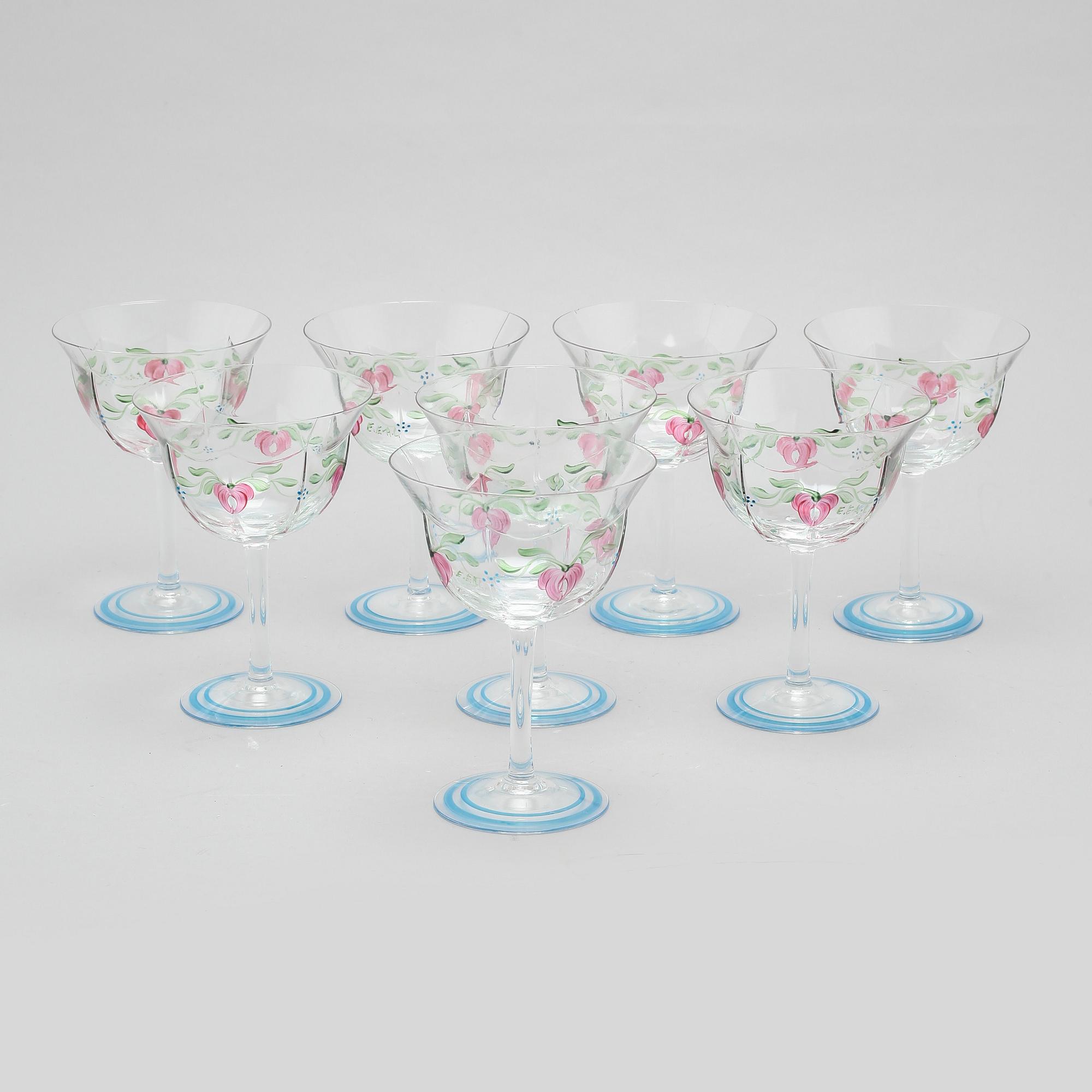 eight champage glasses, "Maja", Orrefors.