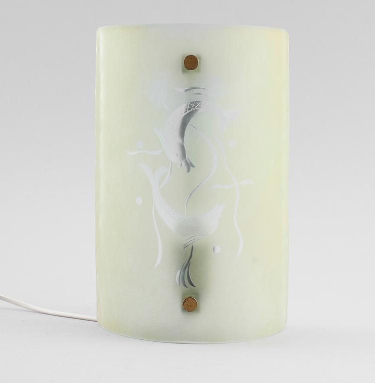 VÄGGLAMPETT, glas, 1900-talets första hälft.