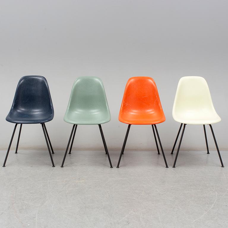 CHARLES & RAY EAMES, four 'DSX' fibreglass chairs from Vitra, 2018.