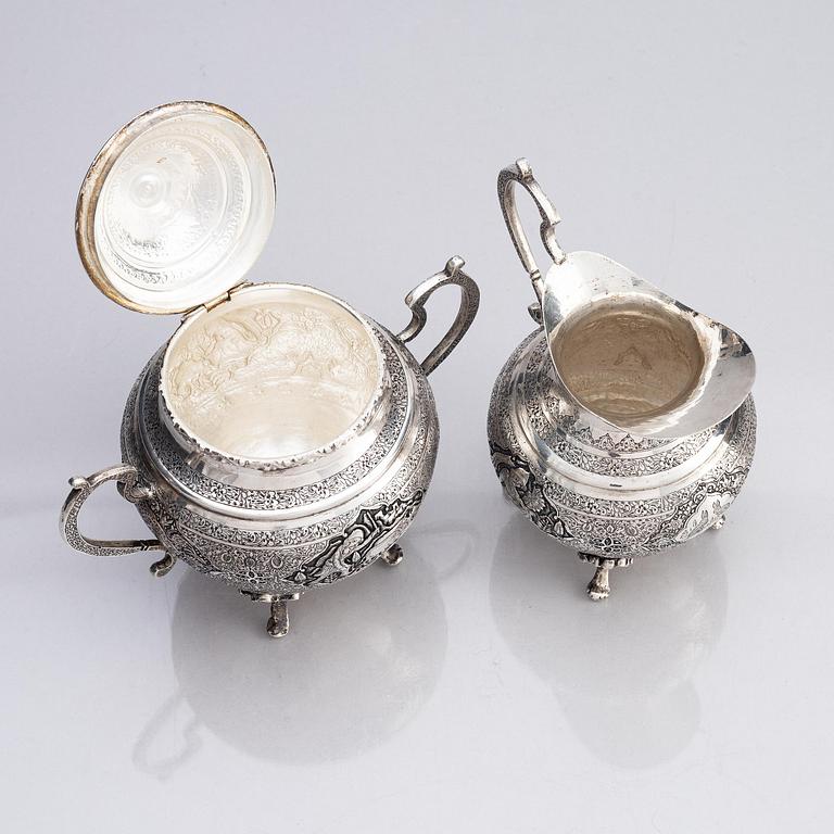 An 84 standard Persian (Iran) silver tea and coffee set, four pieces, first half of the 20th century.