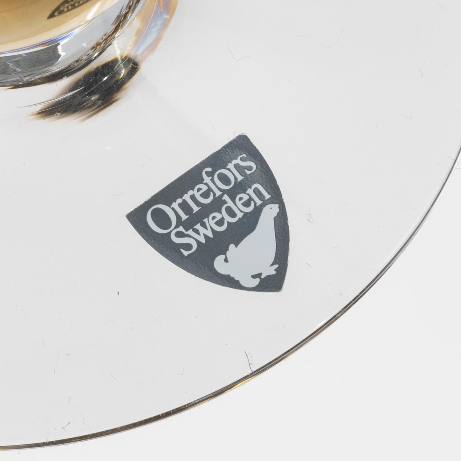 Gunnar Cyrén, eight 'Nobel' champagne glasses, Orrefors, Sweden.