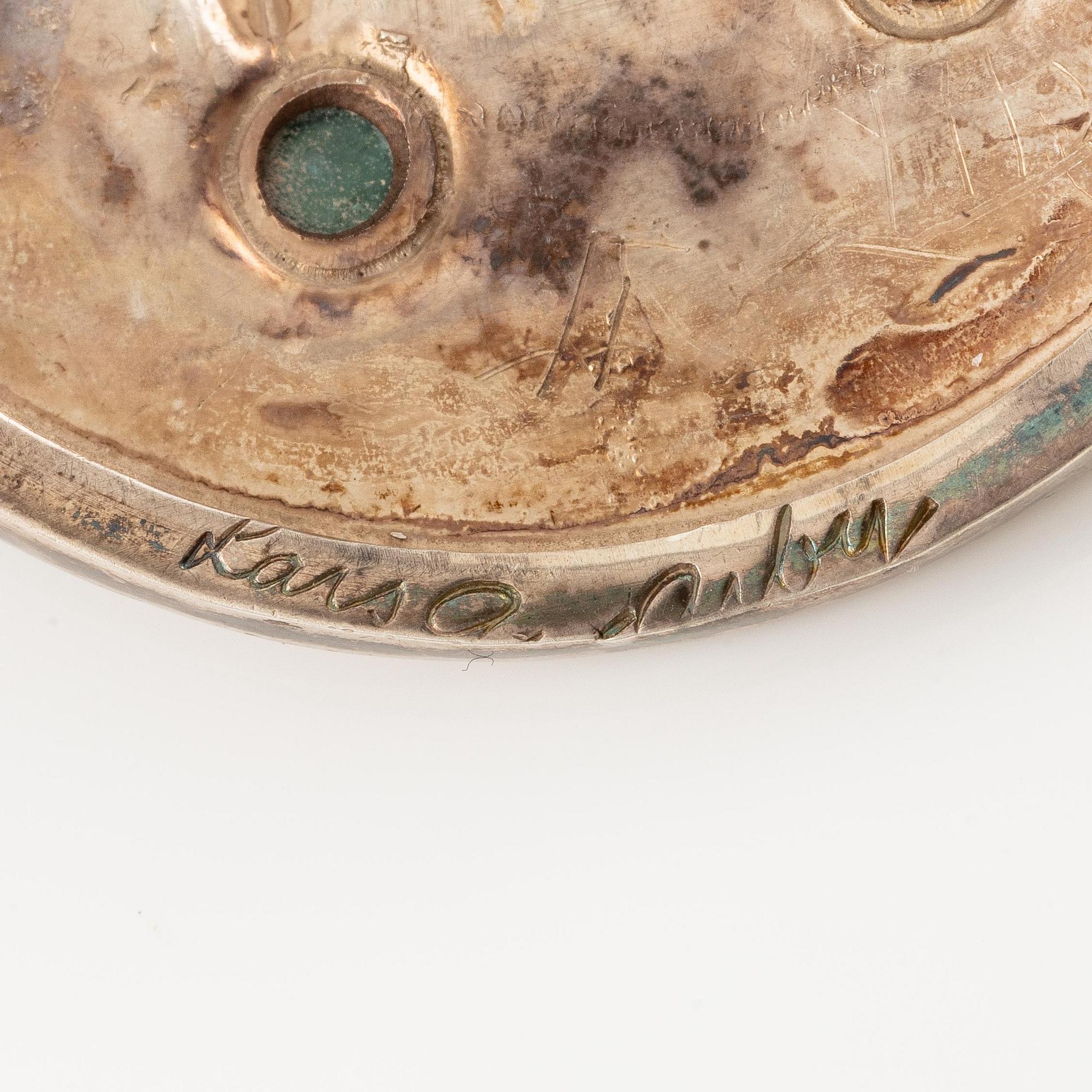 Lars Arby, ett armband, sterlingsilver med gröna stenar, Göteborg 1967.