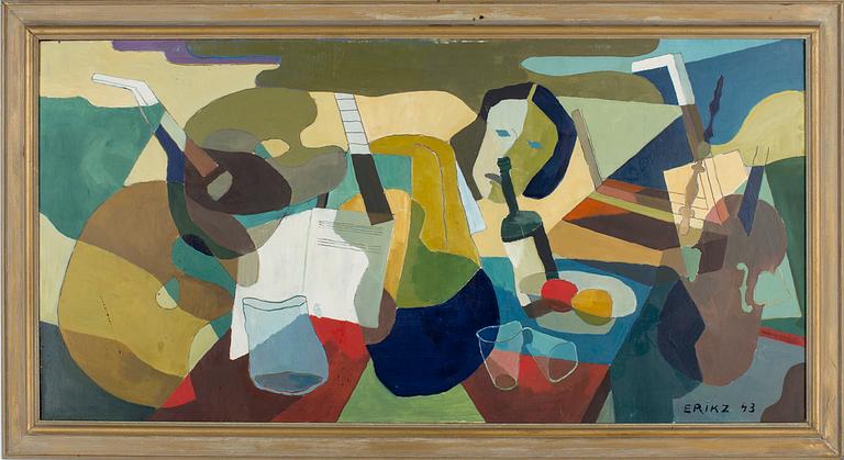 OKÄND KONSTNÄR, olja på pannå, signerad Erik Z -43.