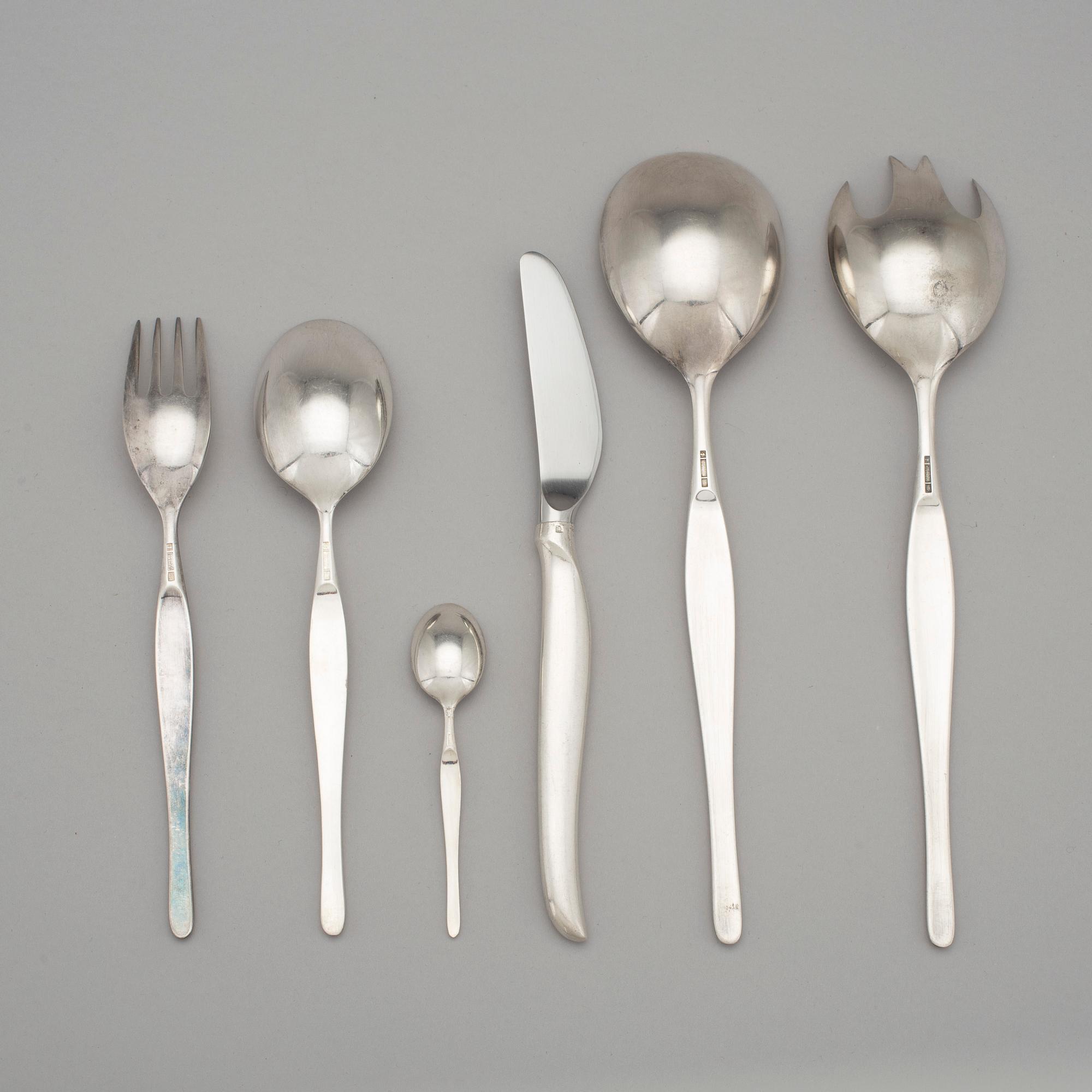 TAPIO WIRKKALA, bestickservis, 78 delar, nysilver, "Duo", Christofle, 1950-tal.