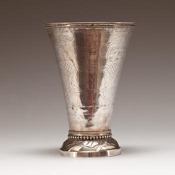 BÄGARE, silver, Erik Ernander, Uppsala, 1792. Vikt ca 404 g.