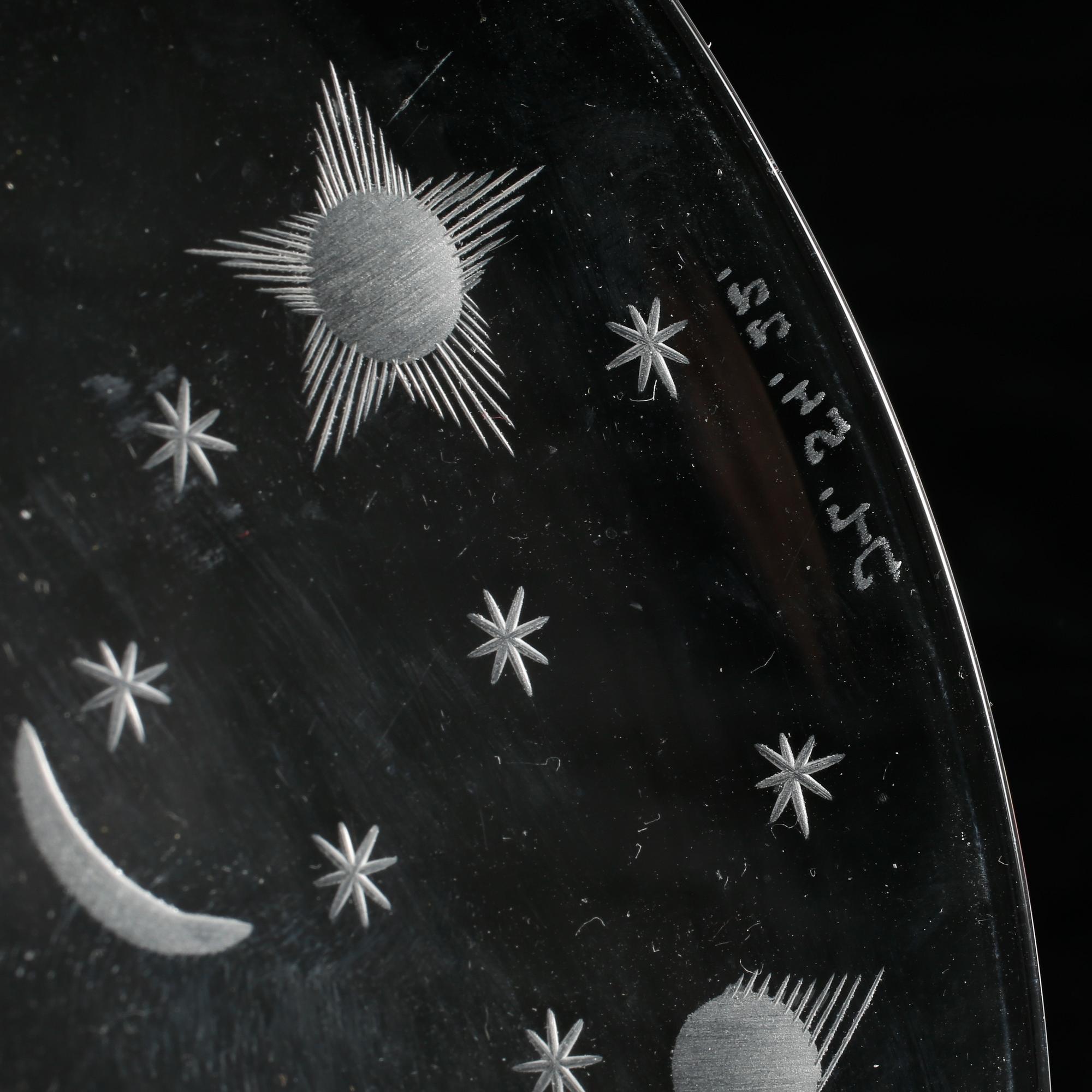 GLAS, 6 st samt ASSIETTER, 6 st, glas, Edward Hald, 1920-tal.