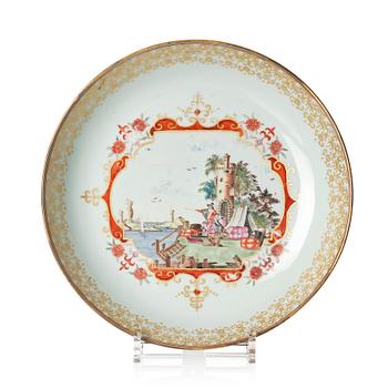 1258. A famille rose 'European Subject' dish, Qing dynasty, Qianlong (1736-95).