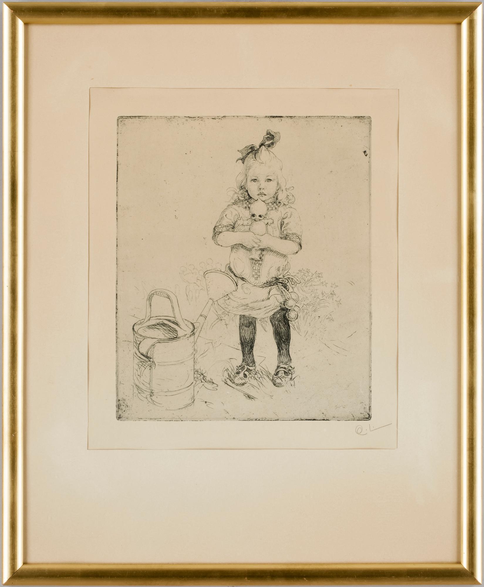 CARL LARSSON, etsning. Monogramsign.